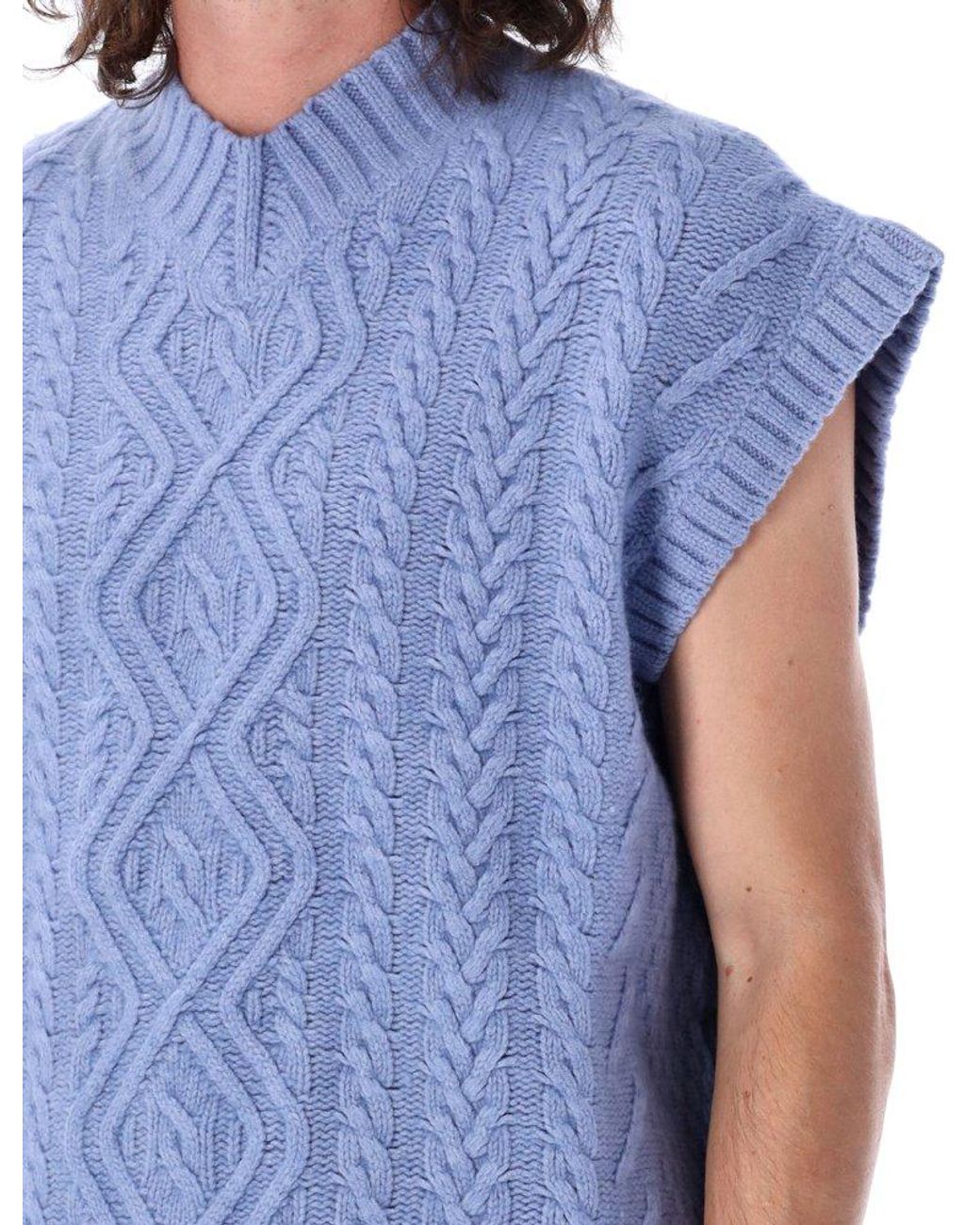 martine-rose-Blue-V-Neck-Cable 