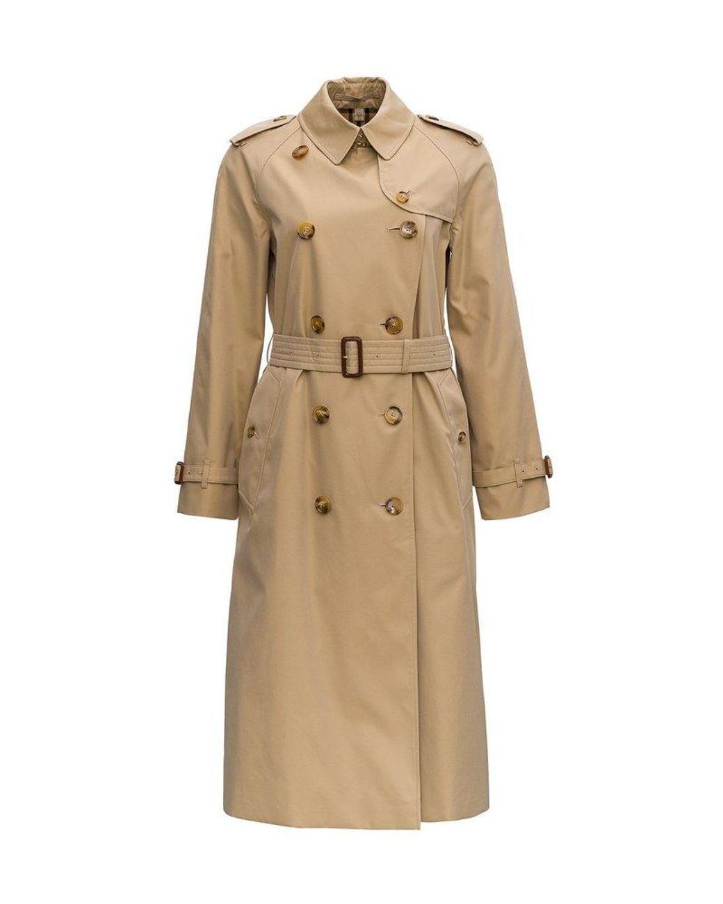 BURBERRY Double-breasted belted faux fur-trimmed cotton-blend shell trench  coat