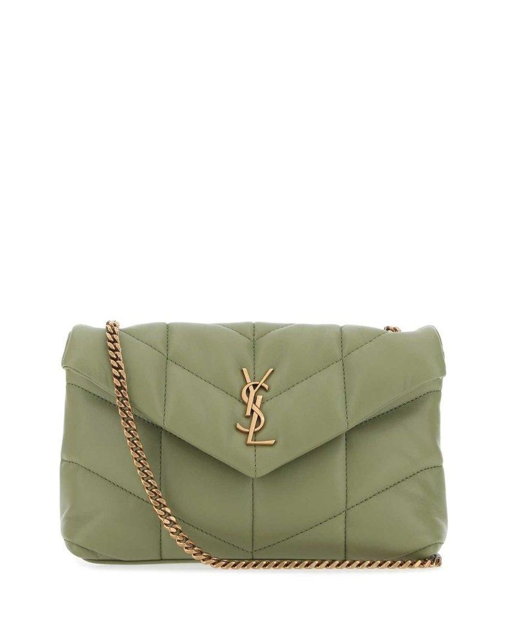 Saint Laurent Olive Green Nappa Leather Mini Puffer Crossbody Bag Lyst
