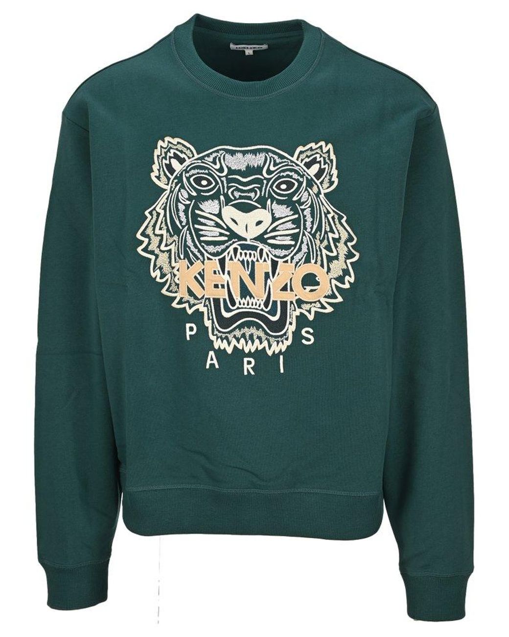KENZO Tiger Embroidered Sweatshirt in Green for Men | Lyst