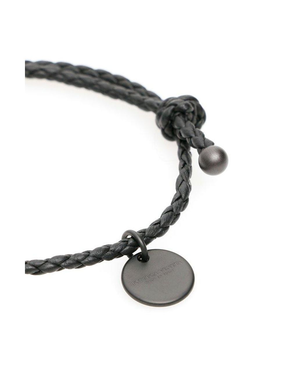 【完売間近】 Bottega Veneta Logo Pendant Woven Bracelet Bottega Veneta Logo Pendant Woven Bracelet in Black | Lyst