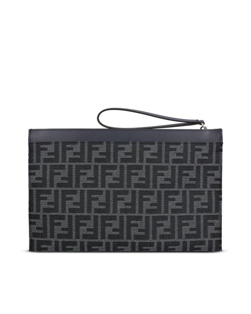 ★送料関税込み★ FENDI Pouch Beauty Medium FF Jacquard FF Jacquard Flat Pouch Medium Fabric Brown | Fendi