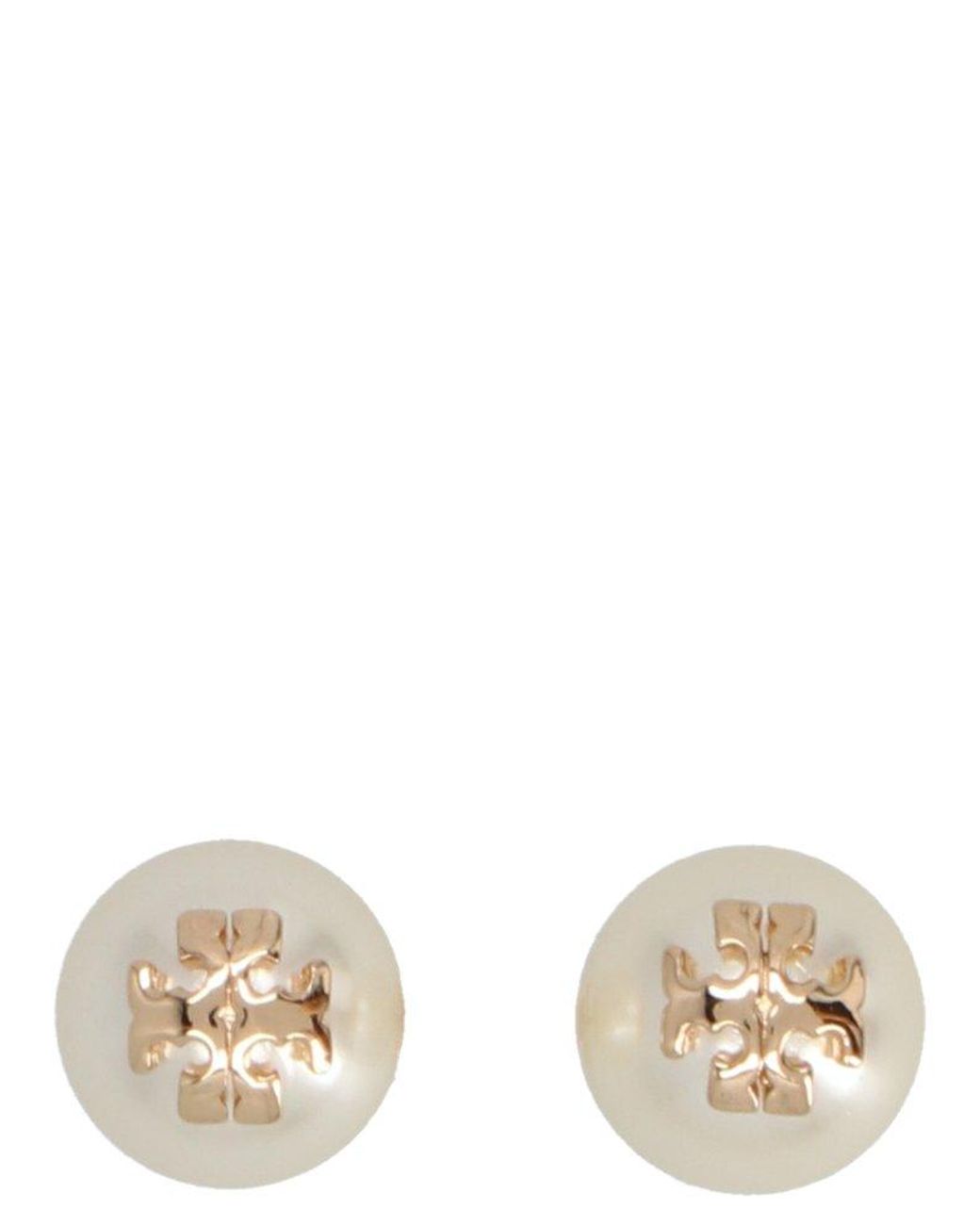 Tory Burch Crystal Pearl Stud Earrings in Natural | Lyst