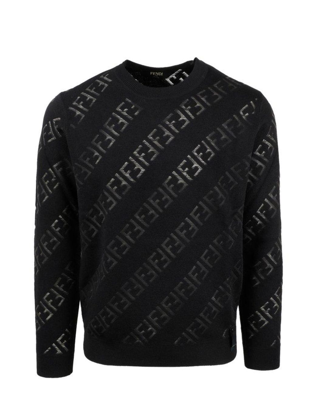 Fendi Ff Logo Detailed Crewneck Sweater 