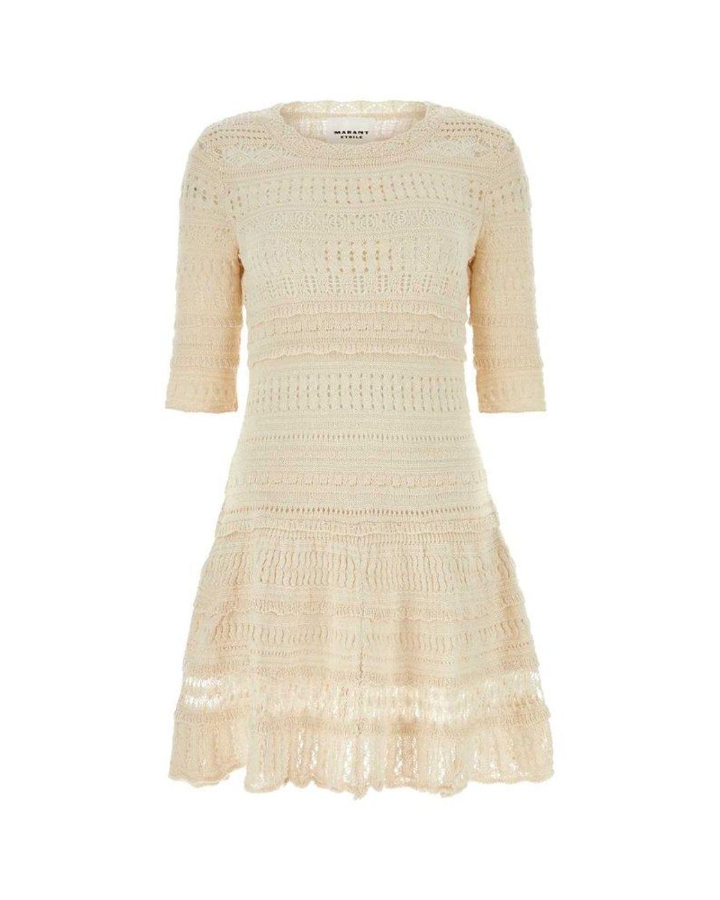 Étoile Isabel Knitted Flared Dress in Natural | Lyst