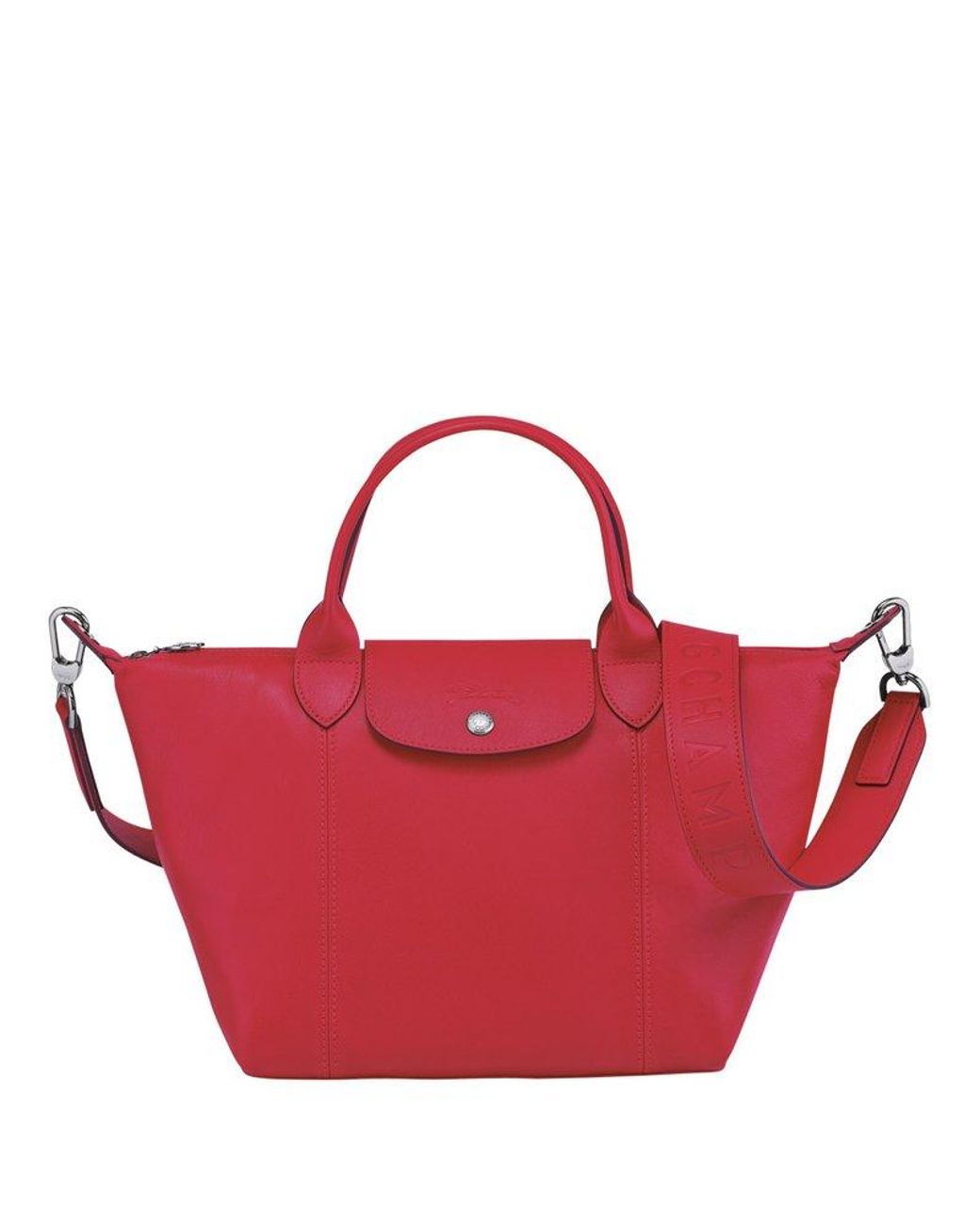 Longchamp Logo Embossed Zipped Tote Bag in Red | Lyst Australia