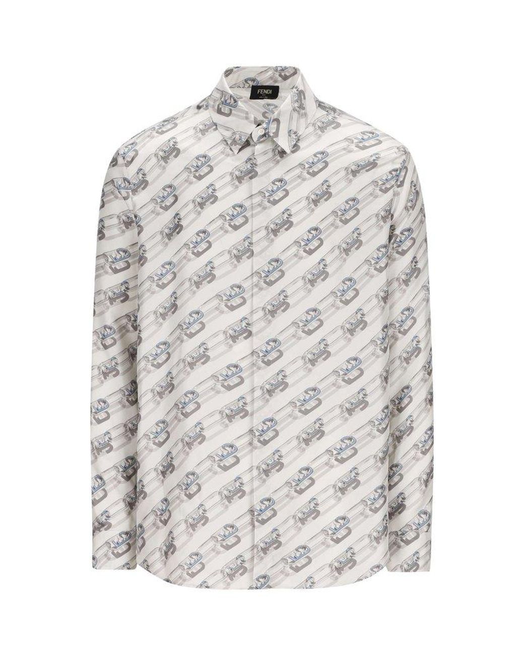 Fendi Logo Chain Long-sleeved Shirt in White for Men | Lyst Fendi Logo Chain Long-sleeved Shirt in White for Men | Lyst