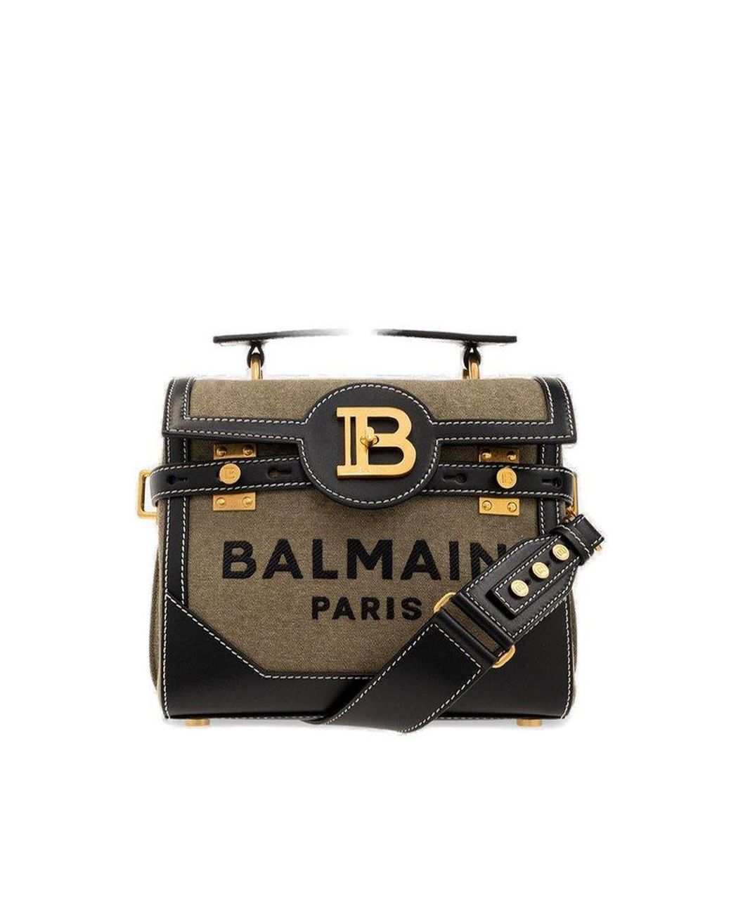 Balmain B-buzz 23 Top Handle Bag in Black | Lyst
