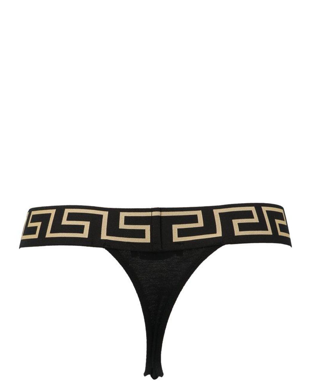 Versace Logo Band Cheeky Thongs in Black | Lyst