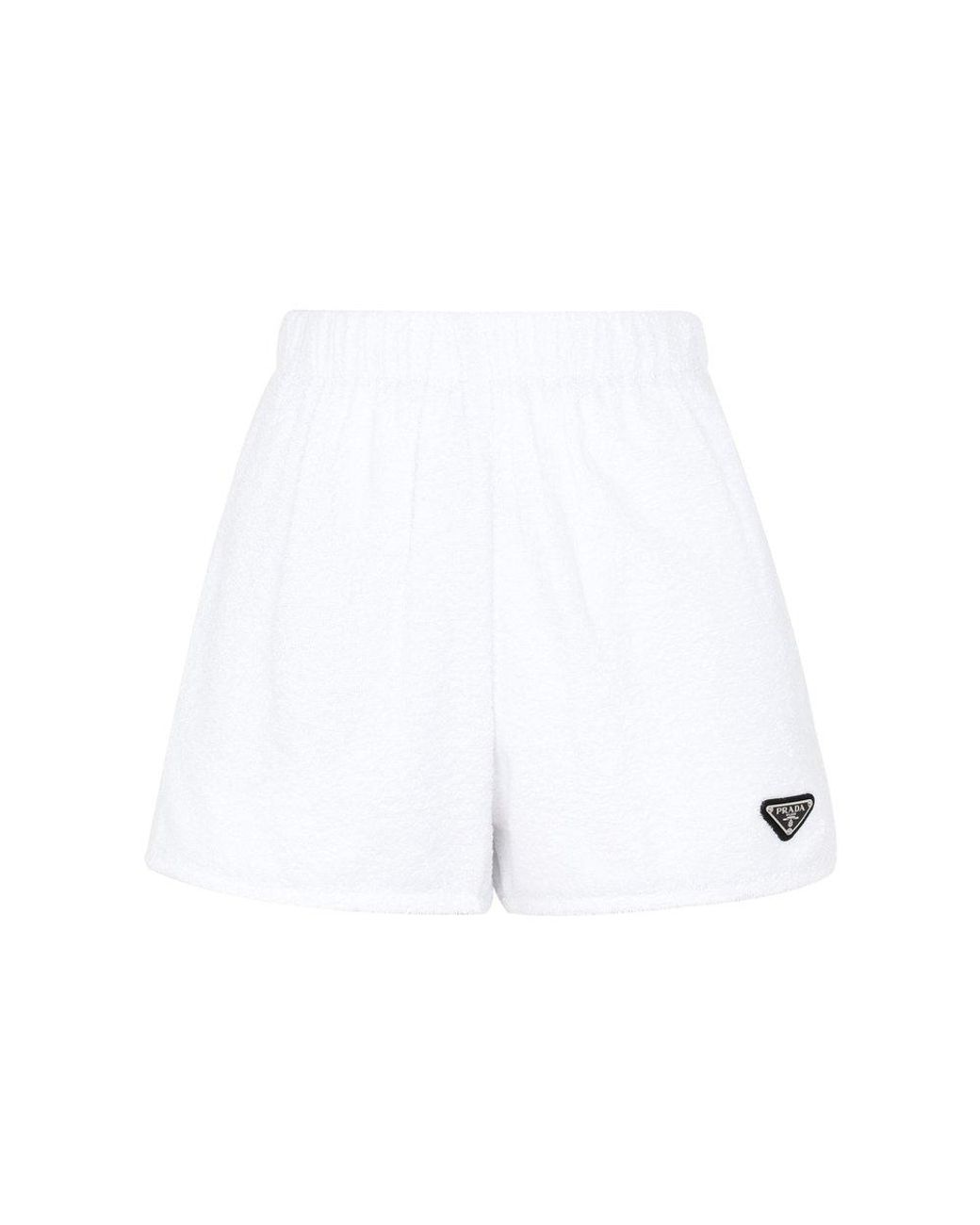 Prada Triangle Logo High-waisted Shorts in White | Lyst