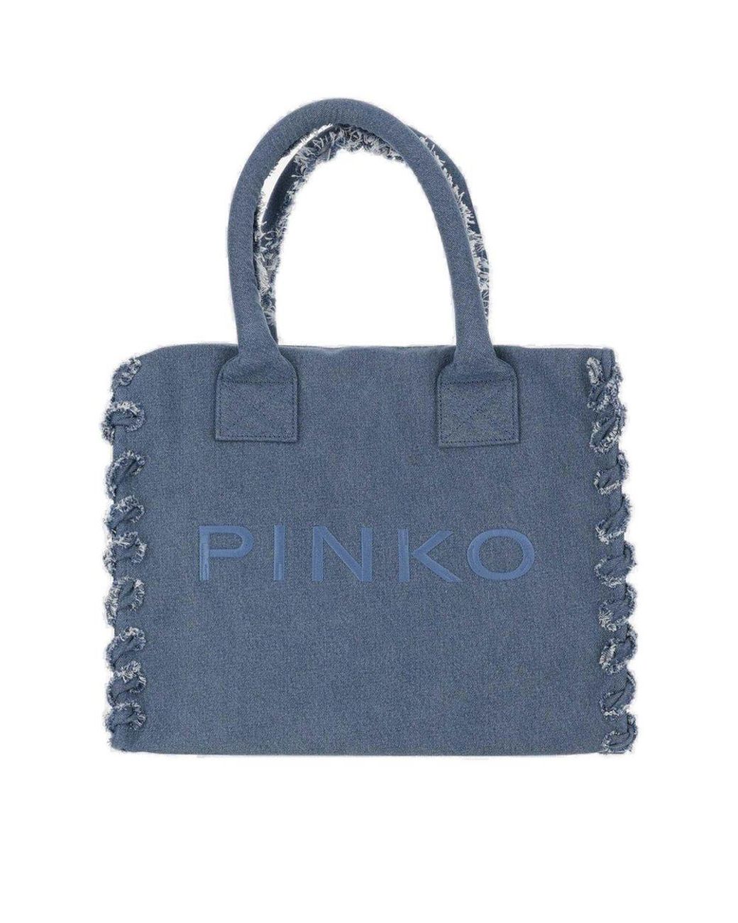 トートバッグ PINKO Borsa Pinko Cotton Denim Tote Bag With Logo in Blue | Lyst