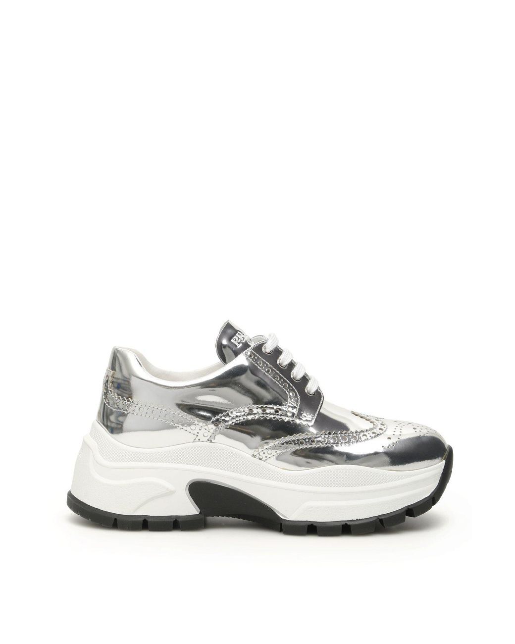 prada silver platform sneakers