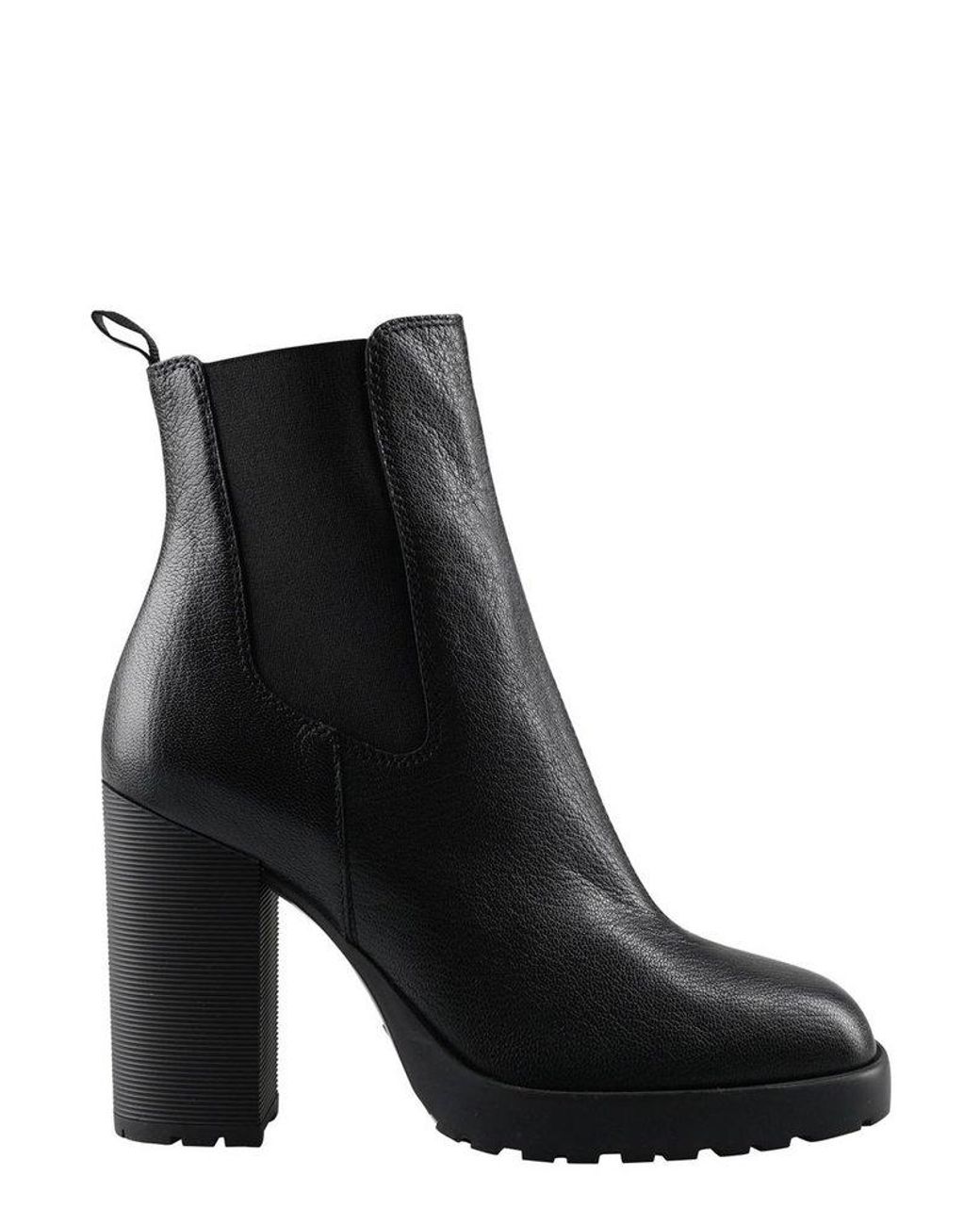 Hogan Leather Pointy-toe High-knee Boots in Black | Lyst Canada