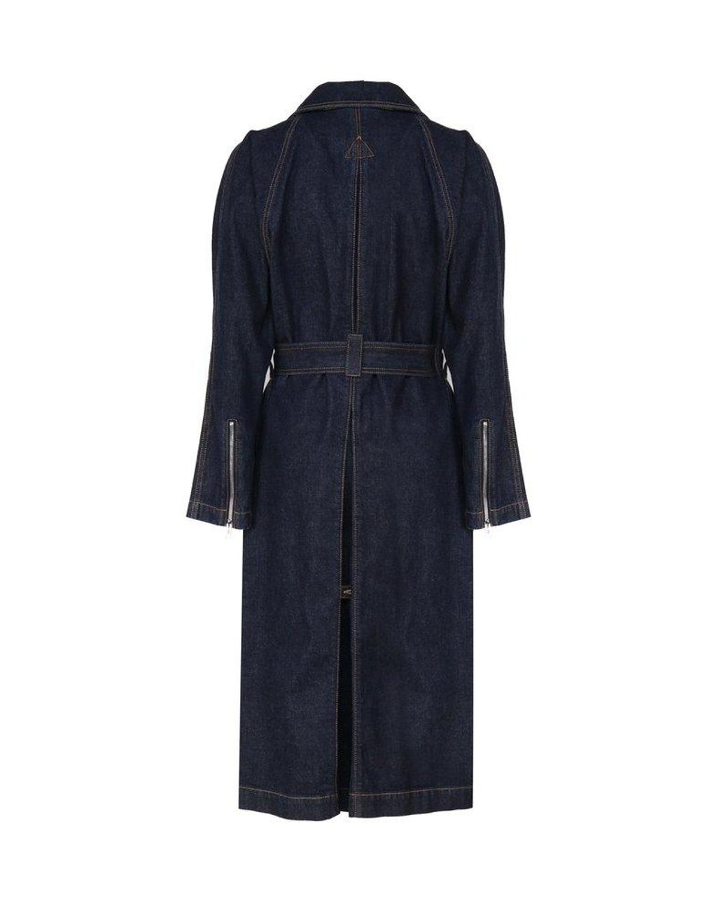 Alaïa Double-Breasted Belted Denim Trench Coat in Blue | Lyst UK