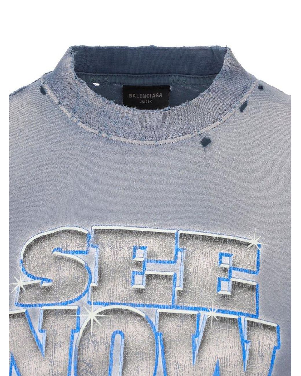 Balenciaga Snbn Distressed T-shirt in Gray for Men | Lyst
