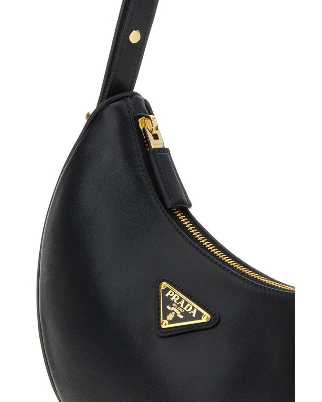 Prada Logo-Plaque Zipped Shoulder Bag in Black | Lyst Prada Logo-Plaque Zipped Shoulder Bag in Black | Lyst