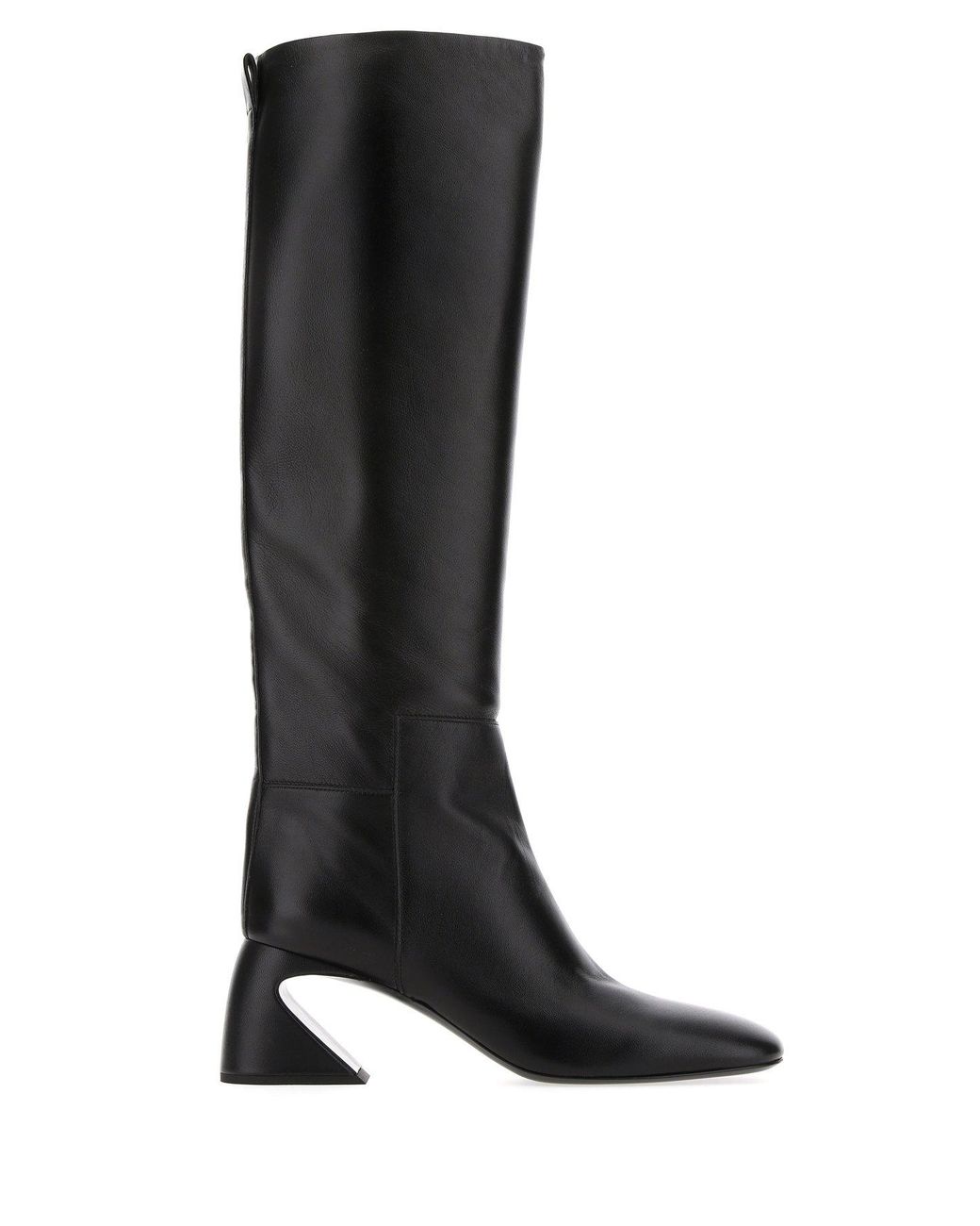 Jil Sander Leather Sculpted Heel Knee-high Boots in Black - Lyst