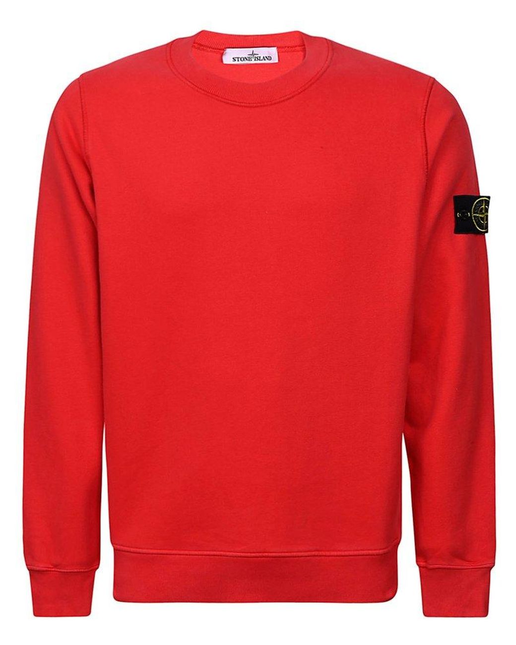 Stone Island Logo Patch Crewneck Sweatshirt in Red for Men | Lyst