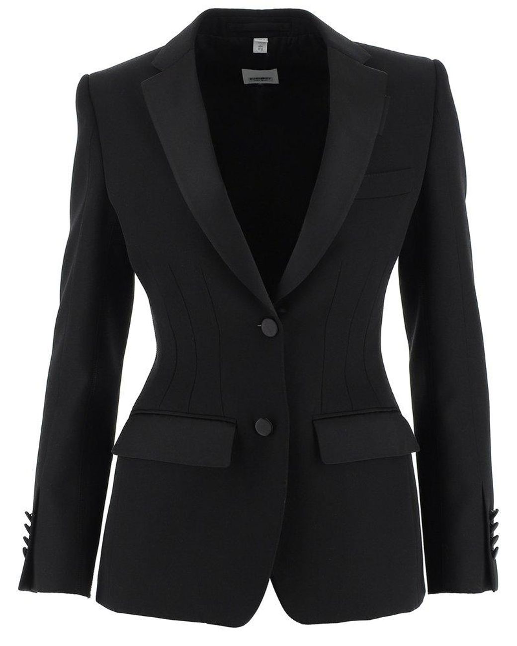 Burberry Fitted Blazer in Black | Lyst