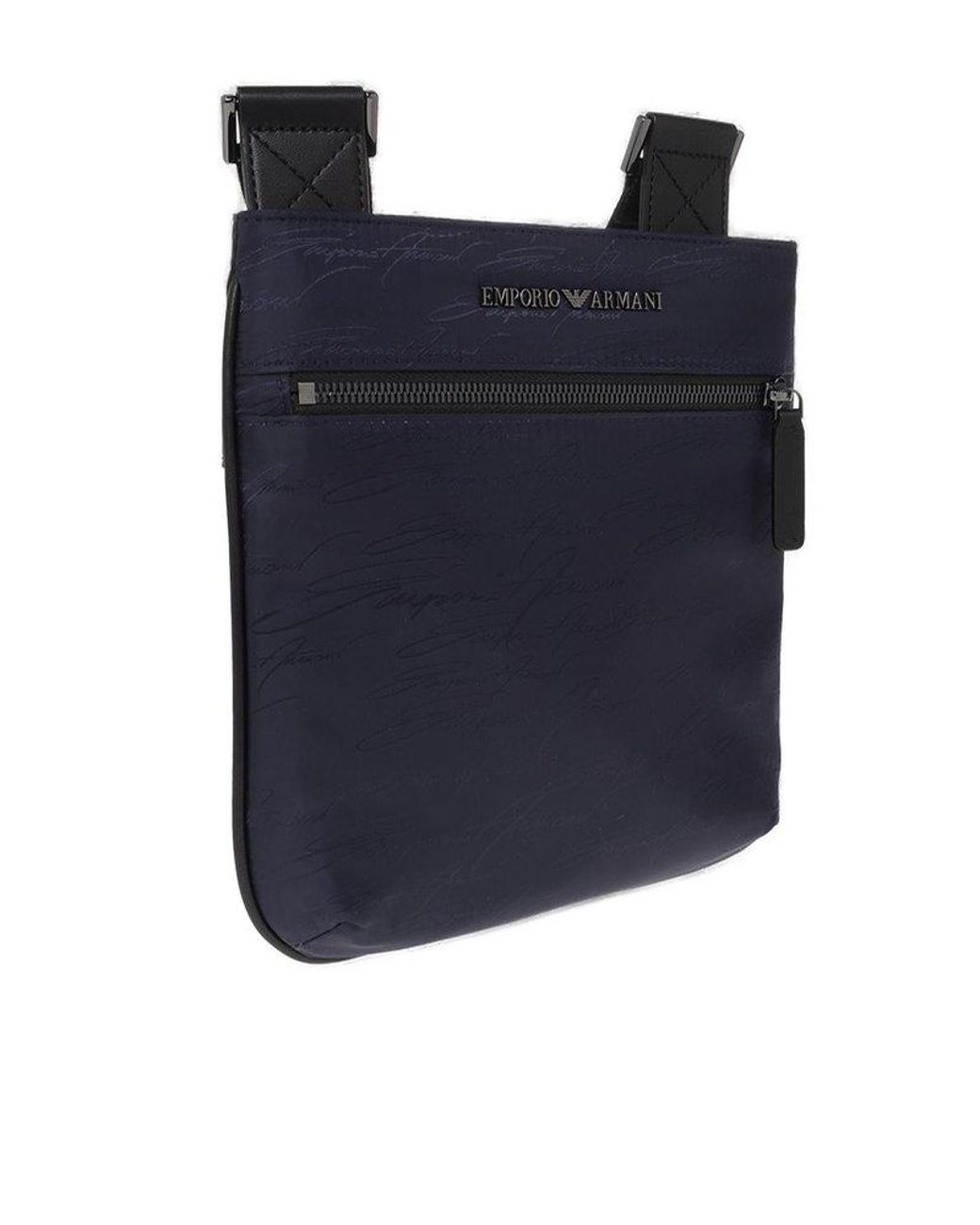 Emporio Armani Logo-plaque Zipped Messenger Bag in Blue for Men | Lyst UK