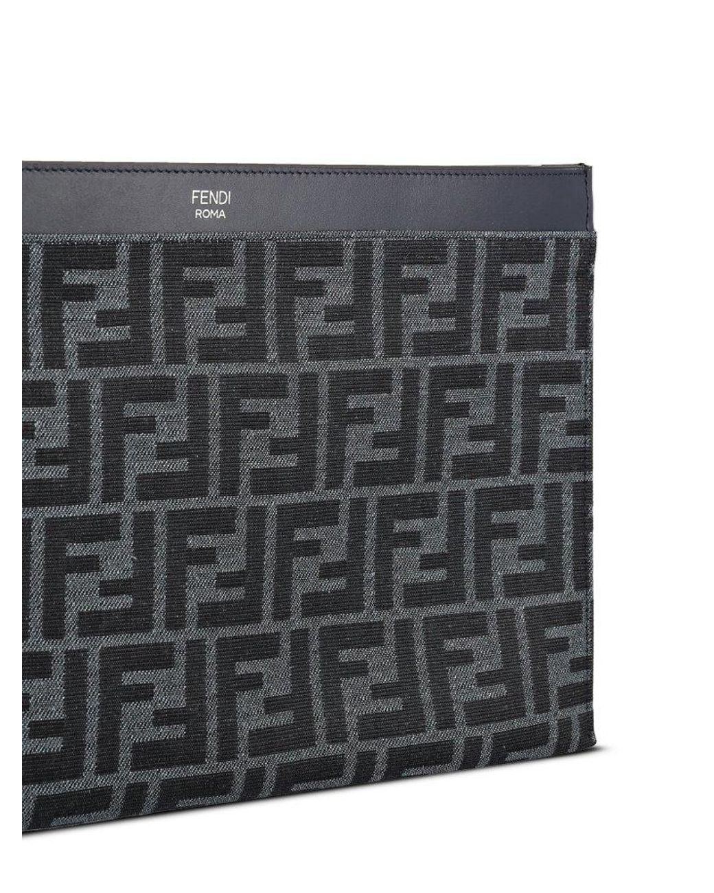 Fendi Ff Jacquard Flat Medium Pouch in Black for Men | Lyst