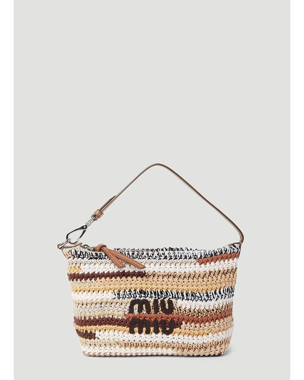 Miu Miu Crochet Shoulder Bag in Natural | Lyst