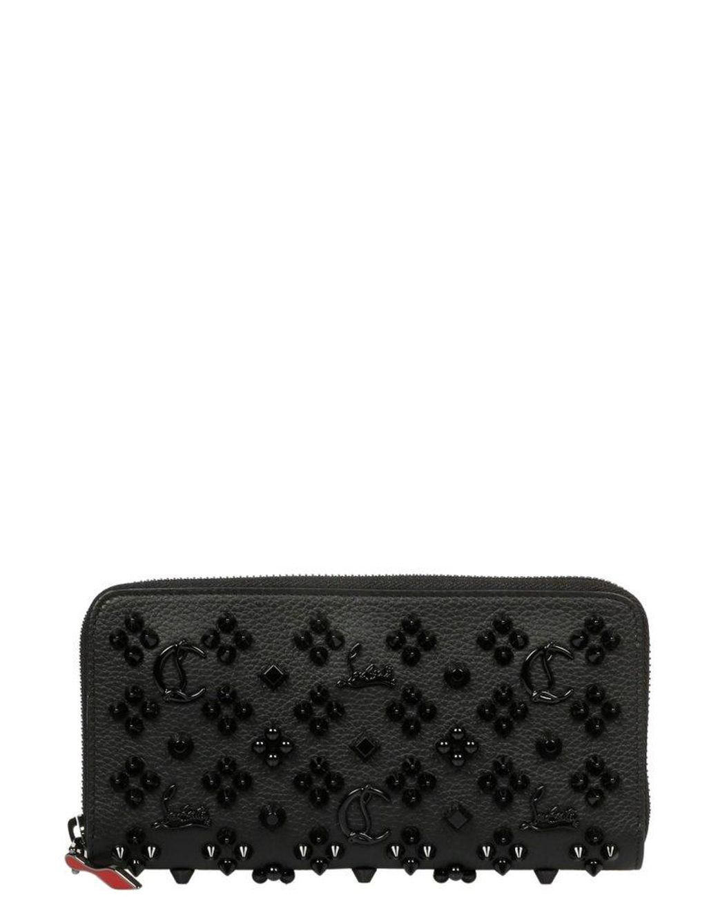 Christian Louboutin Panettone Studded Zip-around Wallet in Black