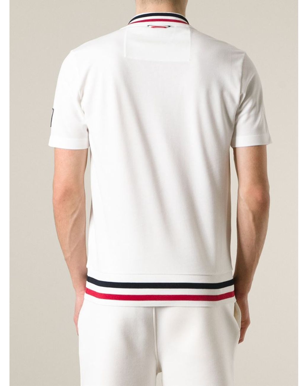 Moncler Gamme Bleu Striped Trim Polo Shirt in White for Men | Lyst