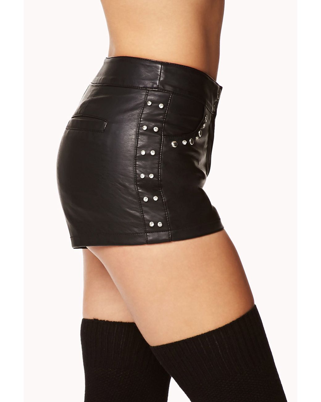 Forever 21 Studded Faux Leather Shorts 