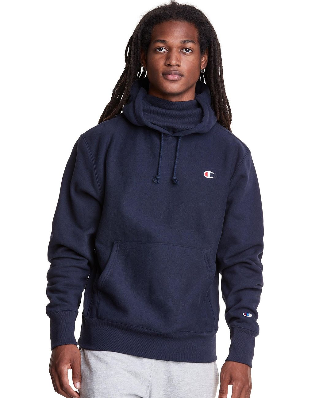 Champion Defender Series Reverse Weave Hoodie With Attached Ribbed Inset  Mask in Navy (Blue) | Lyst