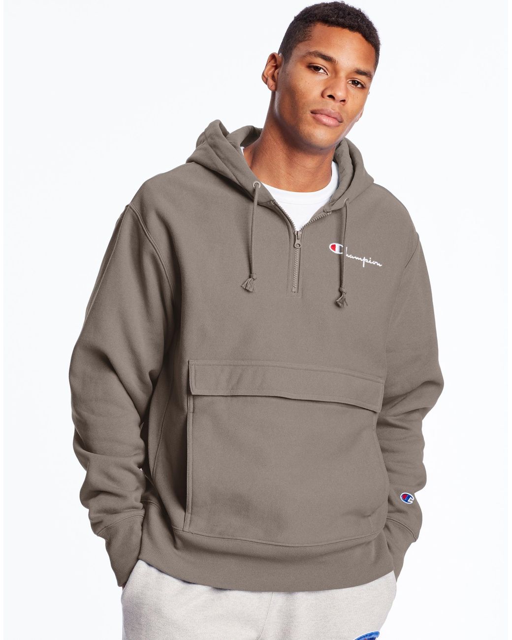 Champion Life Reverse Weave Anorak in Brown for Men | Lyst