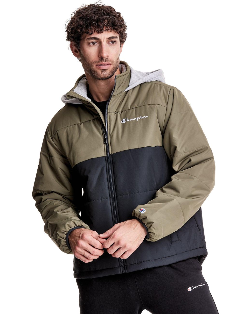 champion colour block puffer jacket