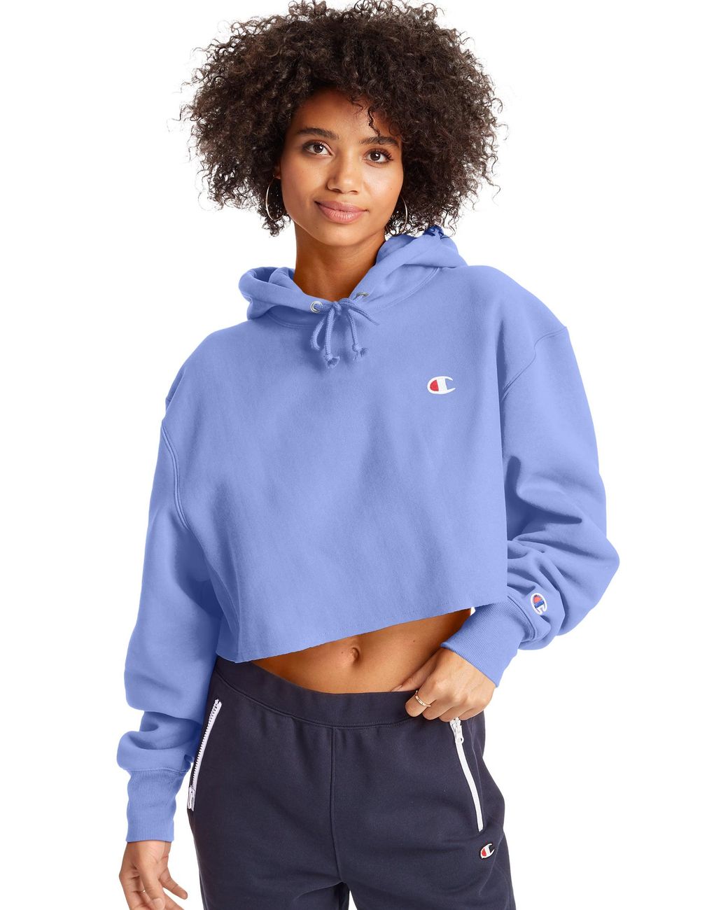 champion life women's reverse weave cropped cut off hood