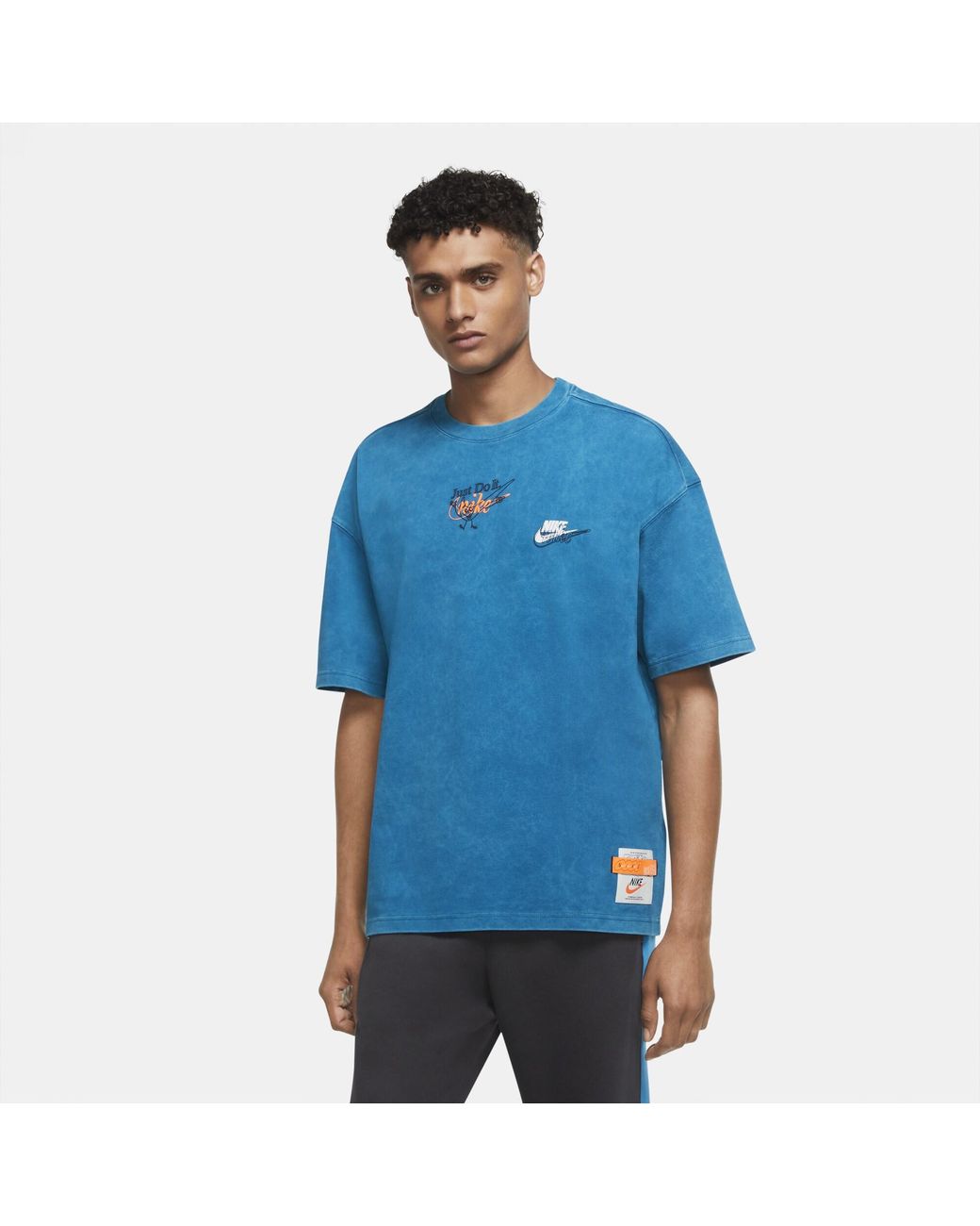 Nike Cotton Wash Drip T-shirt in Blue for Men | Lyst