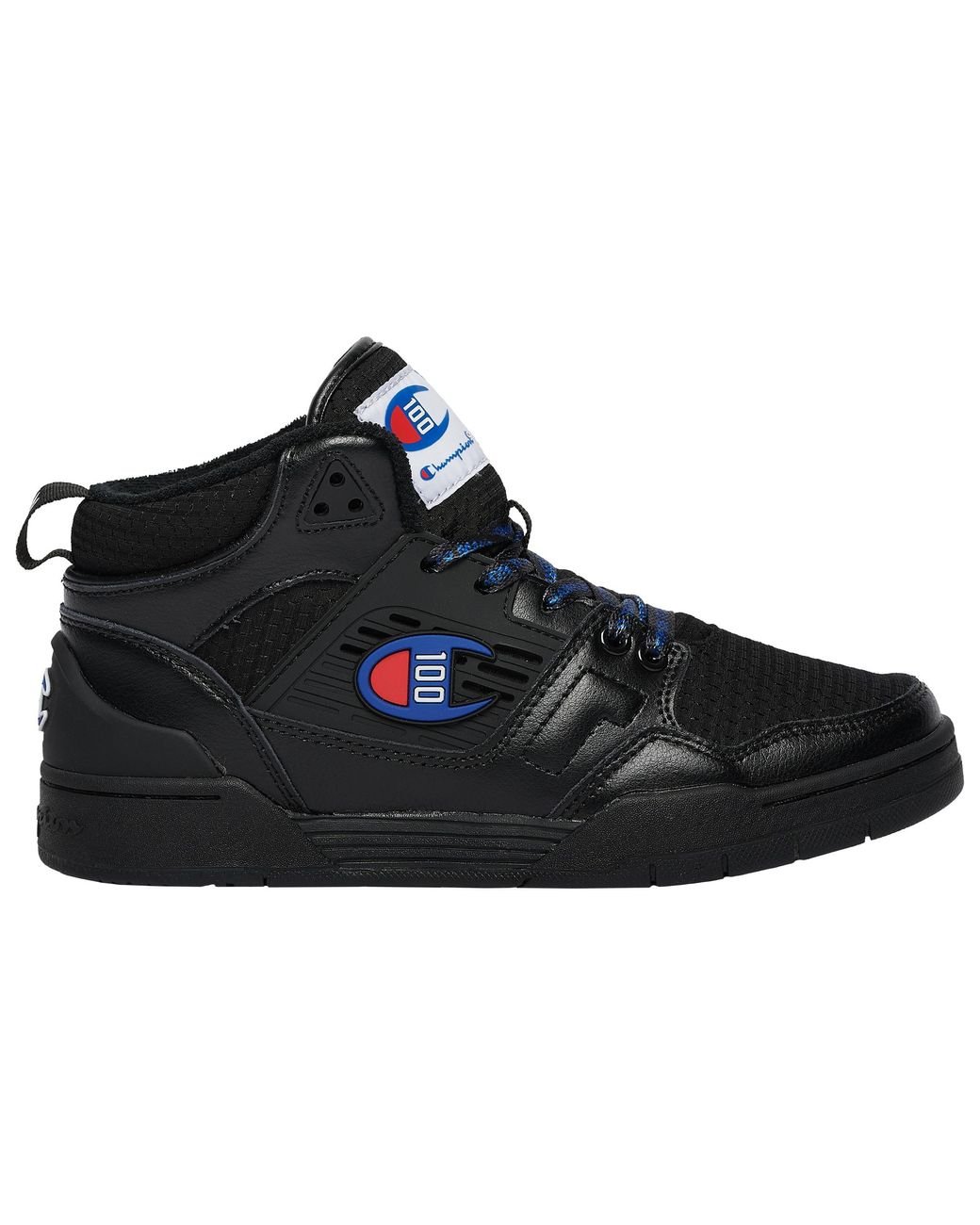 Champion Leather 3 On 3 100 Basketball Shoes in Black/Blue Red (Black ...