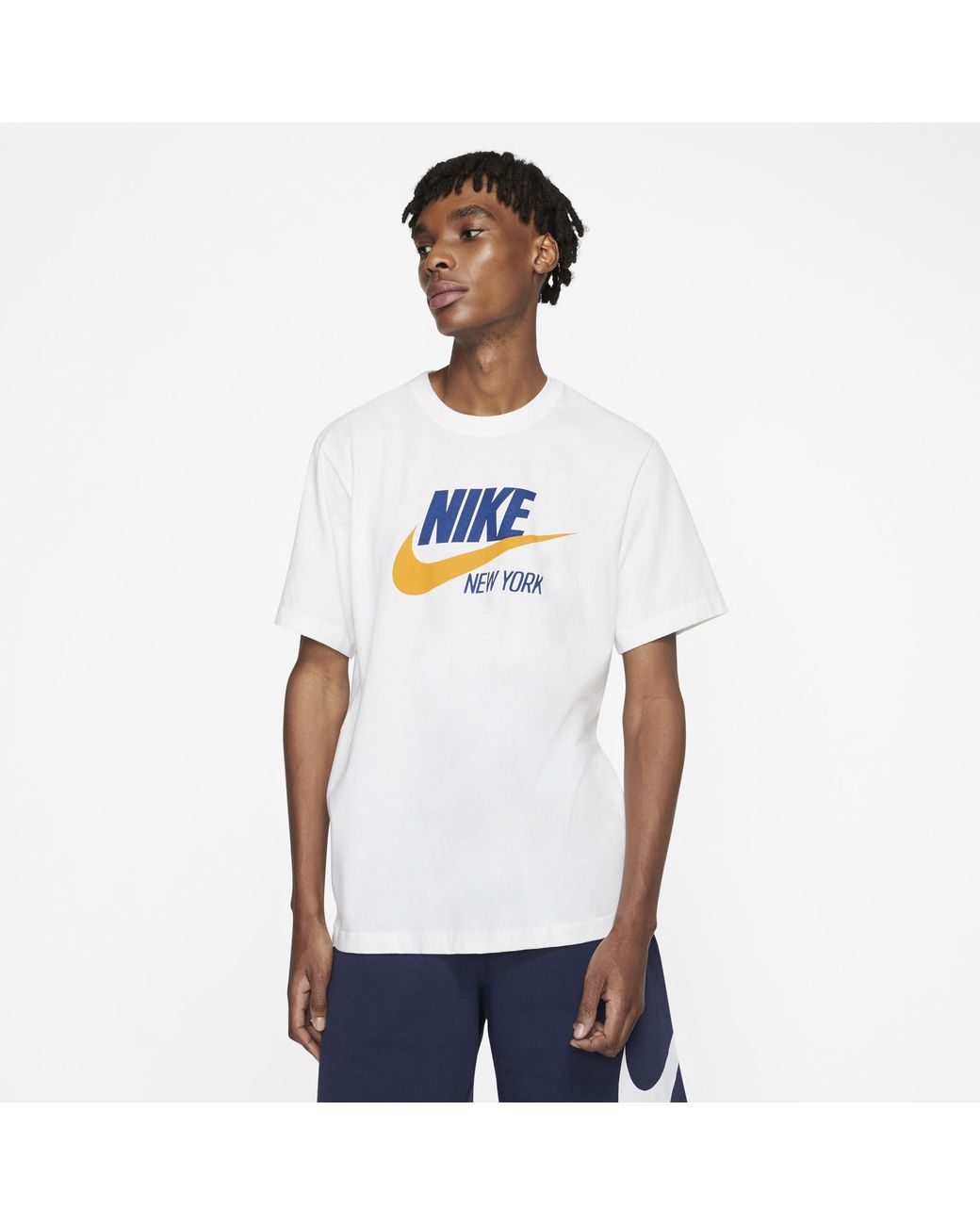 Nike Cotton Nsw City T-shirt in White/Blue (White) for Men - Lyst