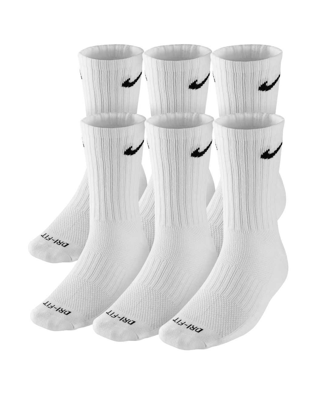 Nike Synthetic Dri-fit Cushioned Crew Socks (medium/6 Pairs) in White/Black  (White) for Men | Lyst