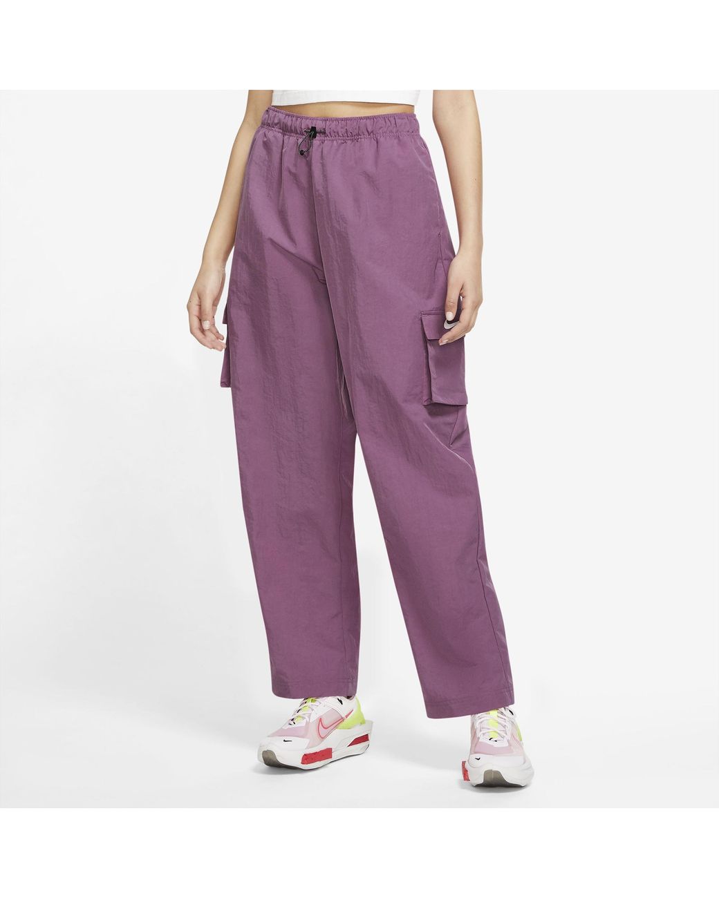 Nike Synthetic Essential Woven Hr Cargo Pants in Maroon/White (Purple ...