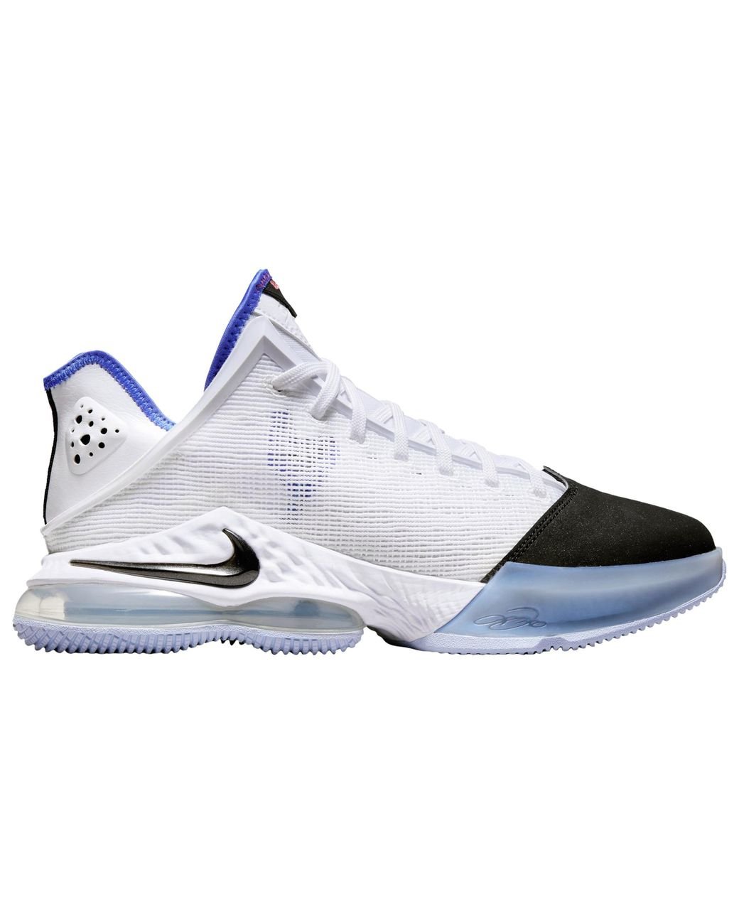 Nike Rubber Lebron 19 Low Basketball Shoes in White/Black/Blue (Blue