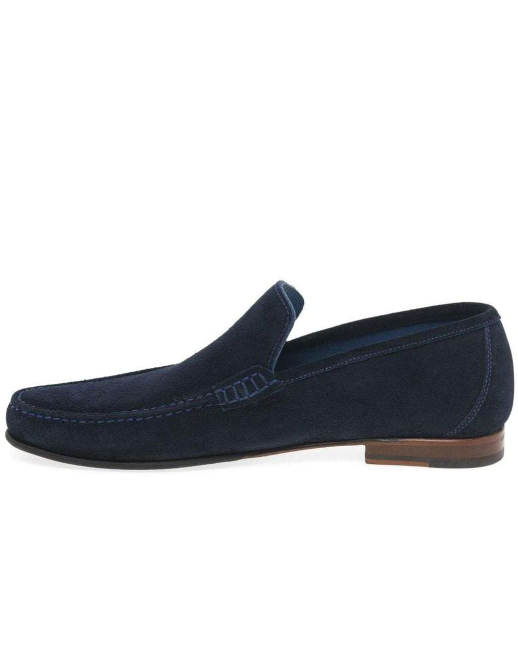 Loake Blue Nicholson Suede Moccasin Shoes for men