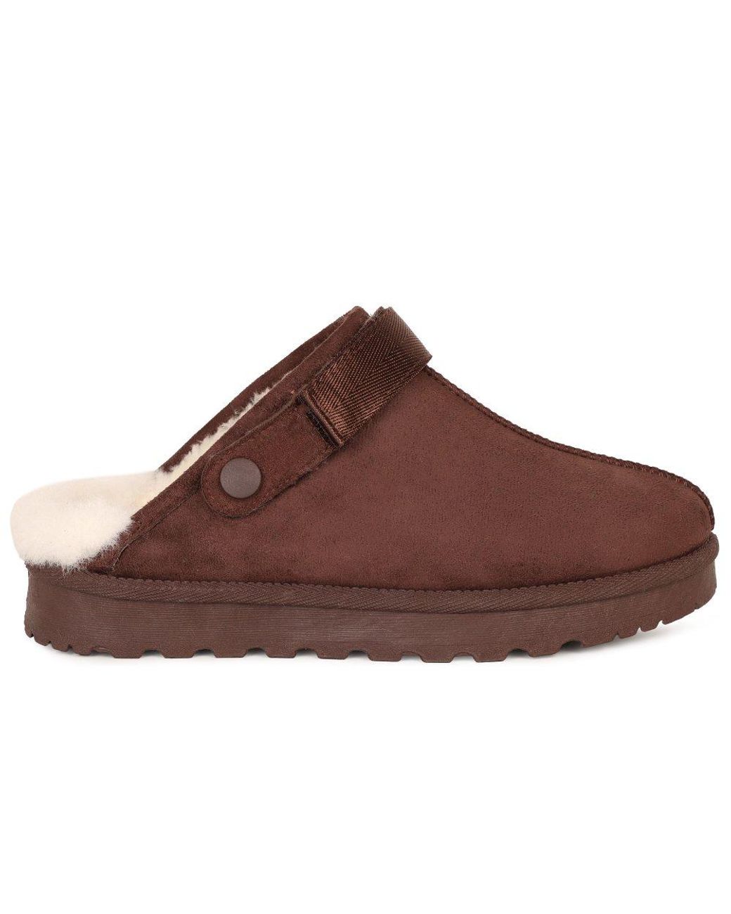 Lunar (GRS) Brown Odessa Lined Mule Slippers Colour: Dk