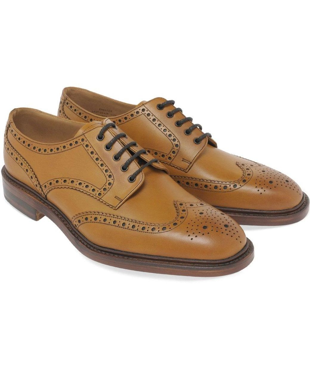 Loake Brown Chester Leather Brogue Shoes for men