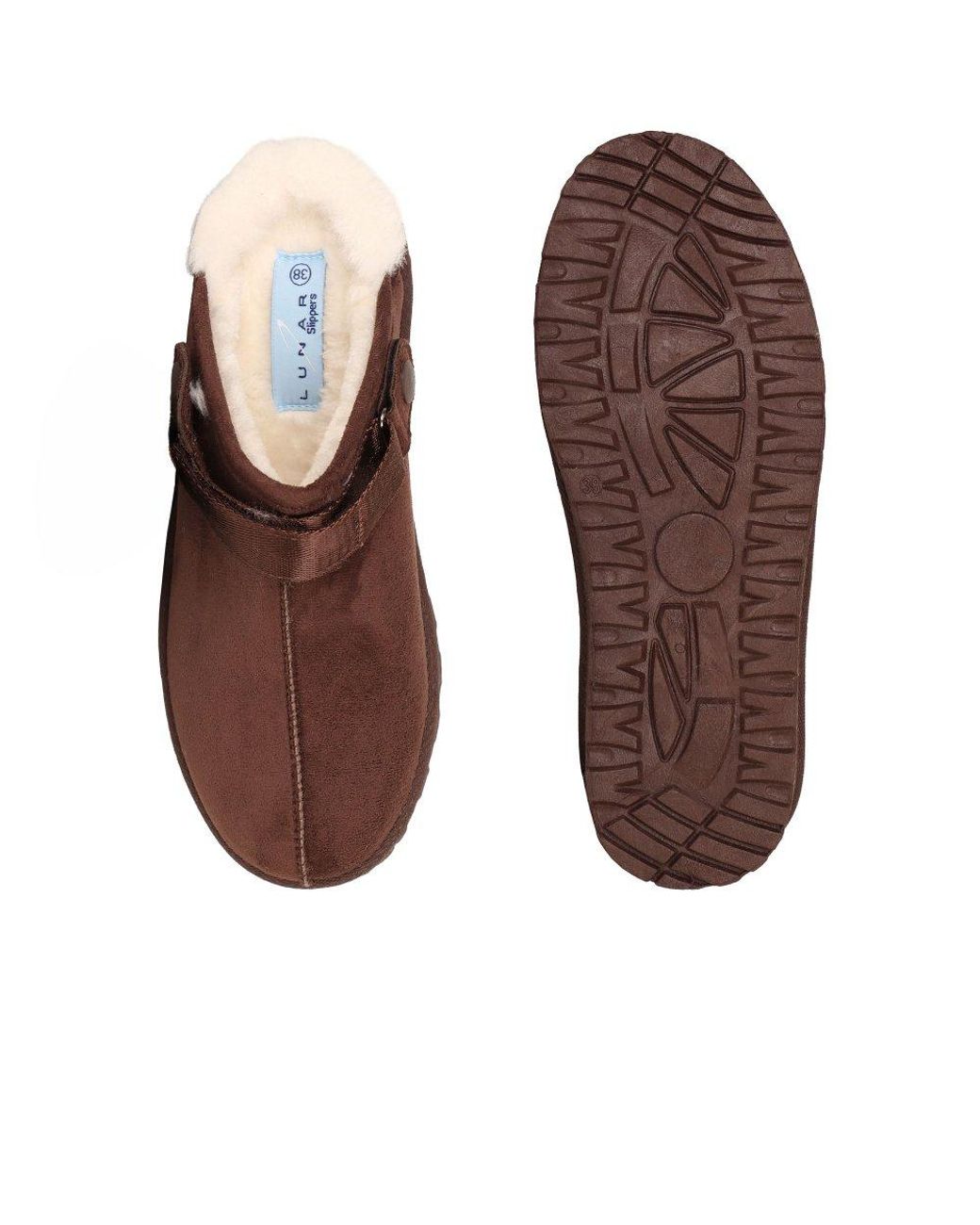 Lunar (GRS) Brown Odessa Lined Mule Slippers Colour: Dk
