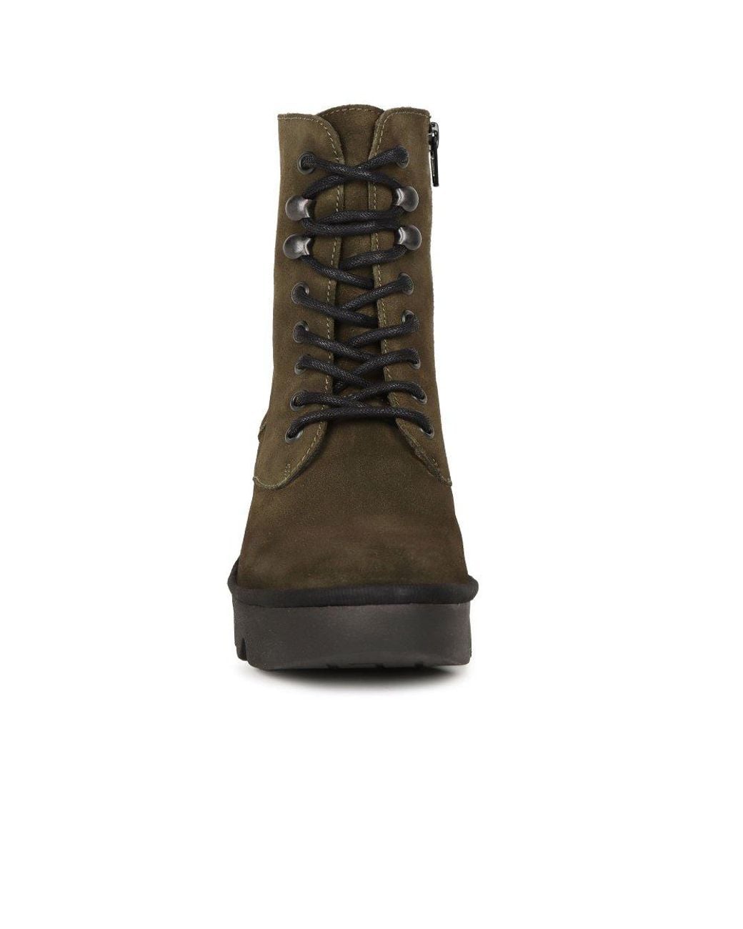 Fly London Green Suede Wedge Heel Boots