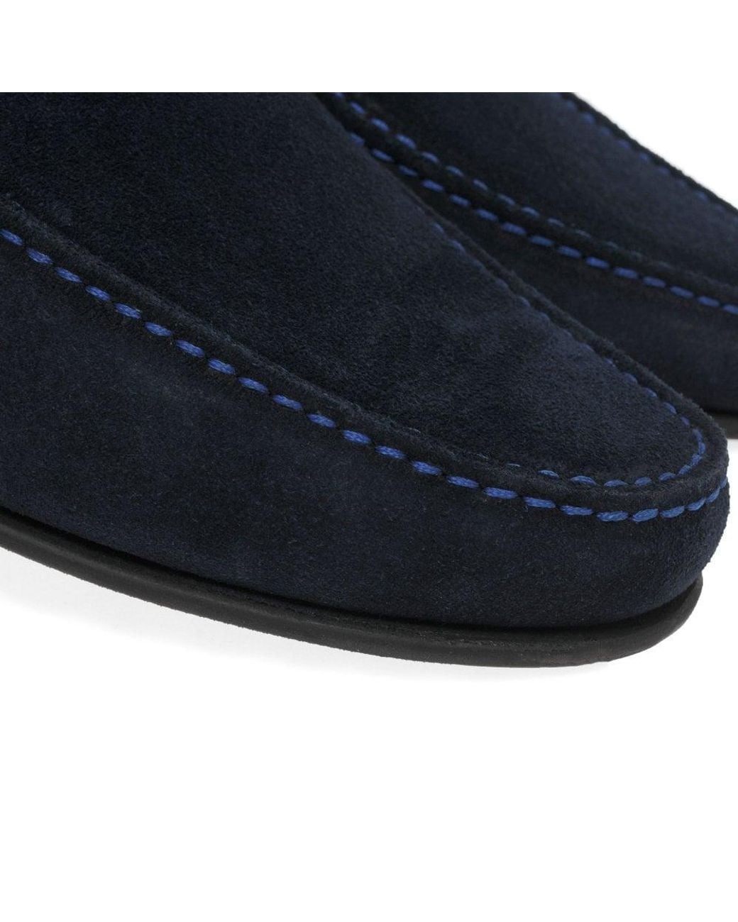 Loake Blue Nicholson Suede Moccasin Shoes for men