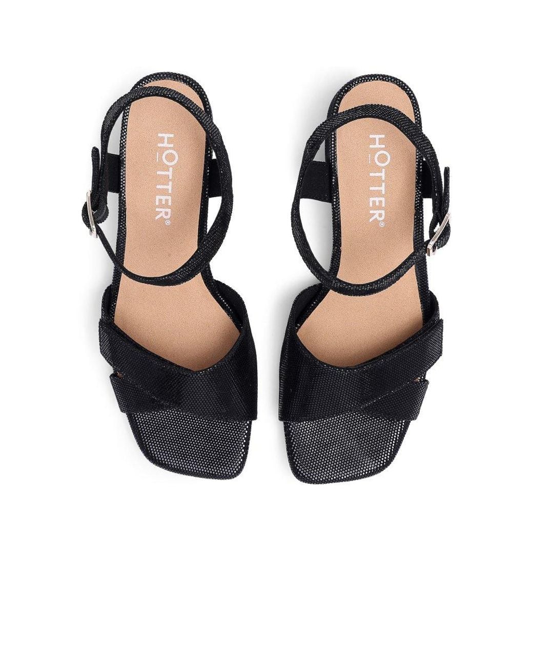 Hotter Black Riviera Block Heel Sandals