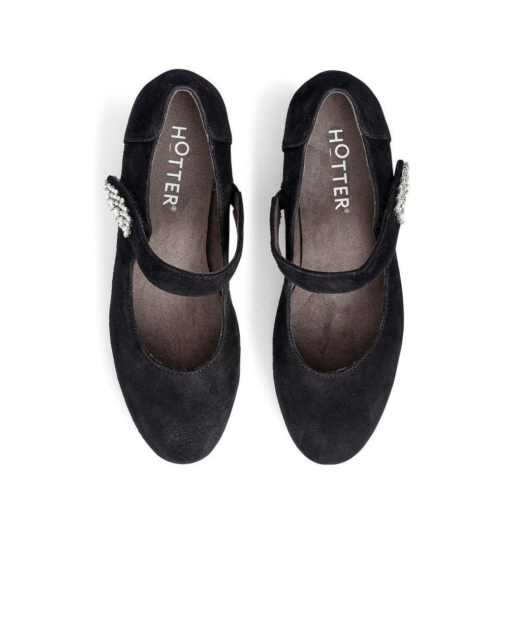 Hotter Black Duet Wide Fit Mary Jane Shoes