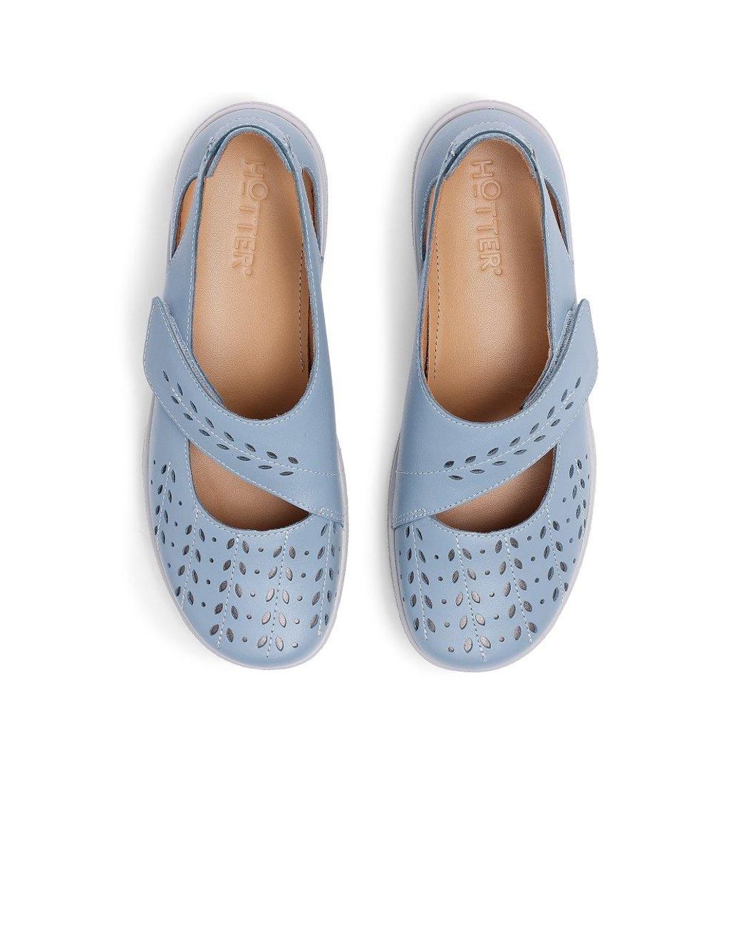 Hotter Blue Daphne Wide Mary Jane Shoes