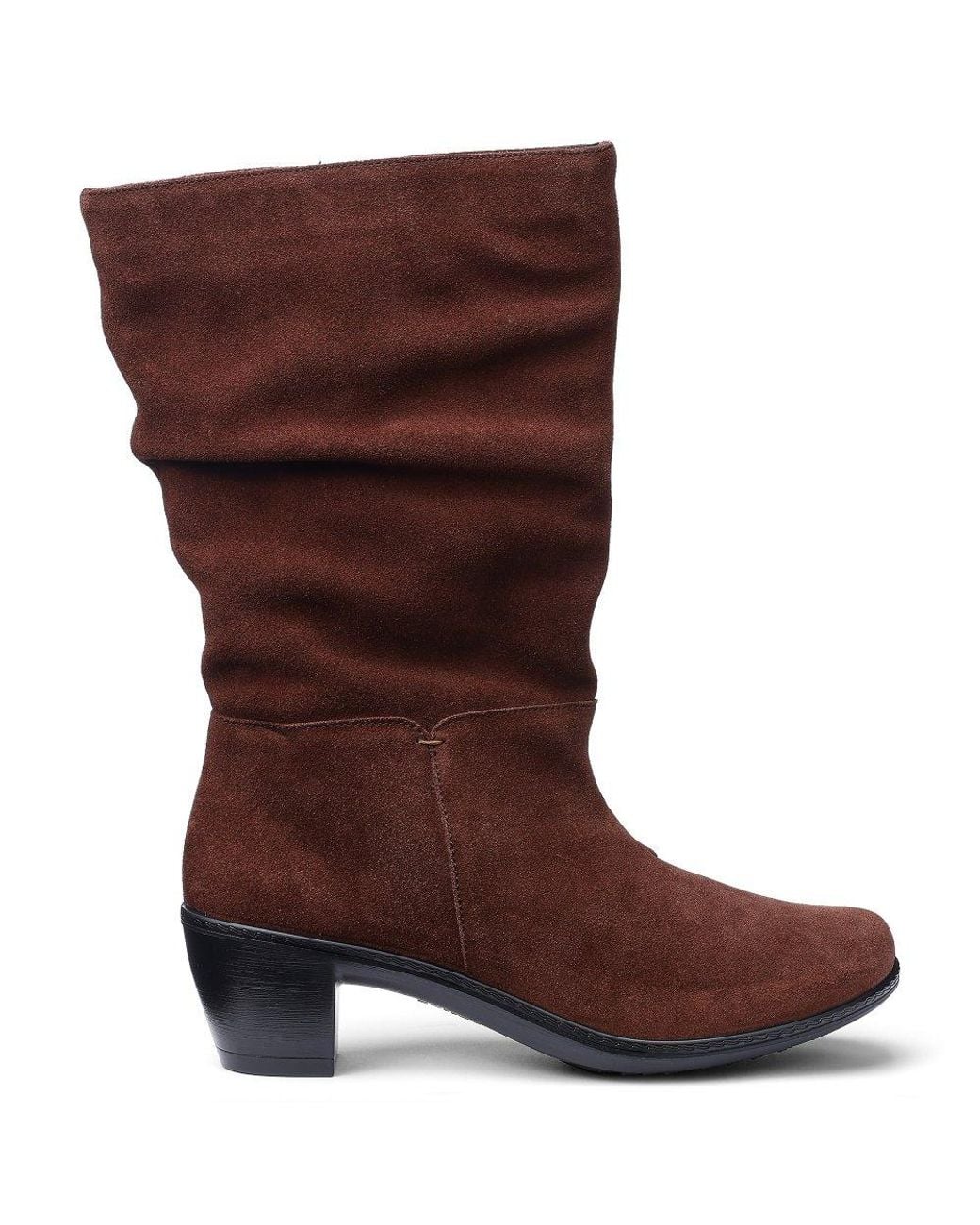 Hotter Brown Rhone Wide Fit Calf Boots