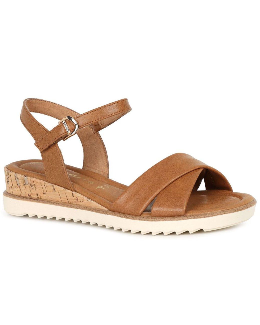 Tamaris Brown Carnation Low Wedge Sandals